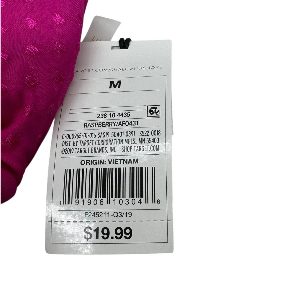Shade Shore Raspberry Dot Ruffle‎ Halter Bikini Swim Top Women's Size Medium